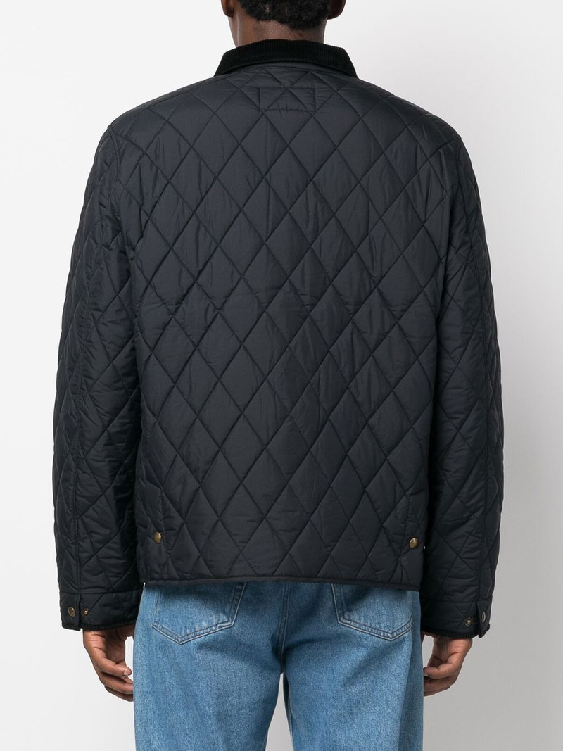 diamond-quilt button-fastening jacket 4