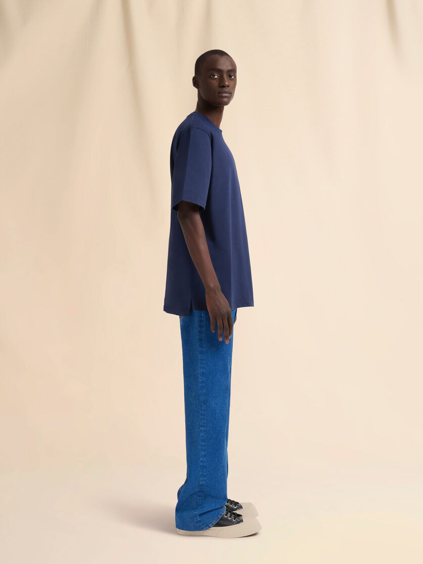 DEEP BLUE ORGANIC COTTON OVERSIZED T-SHIRT WITH MARNI PATCHES - 5