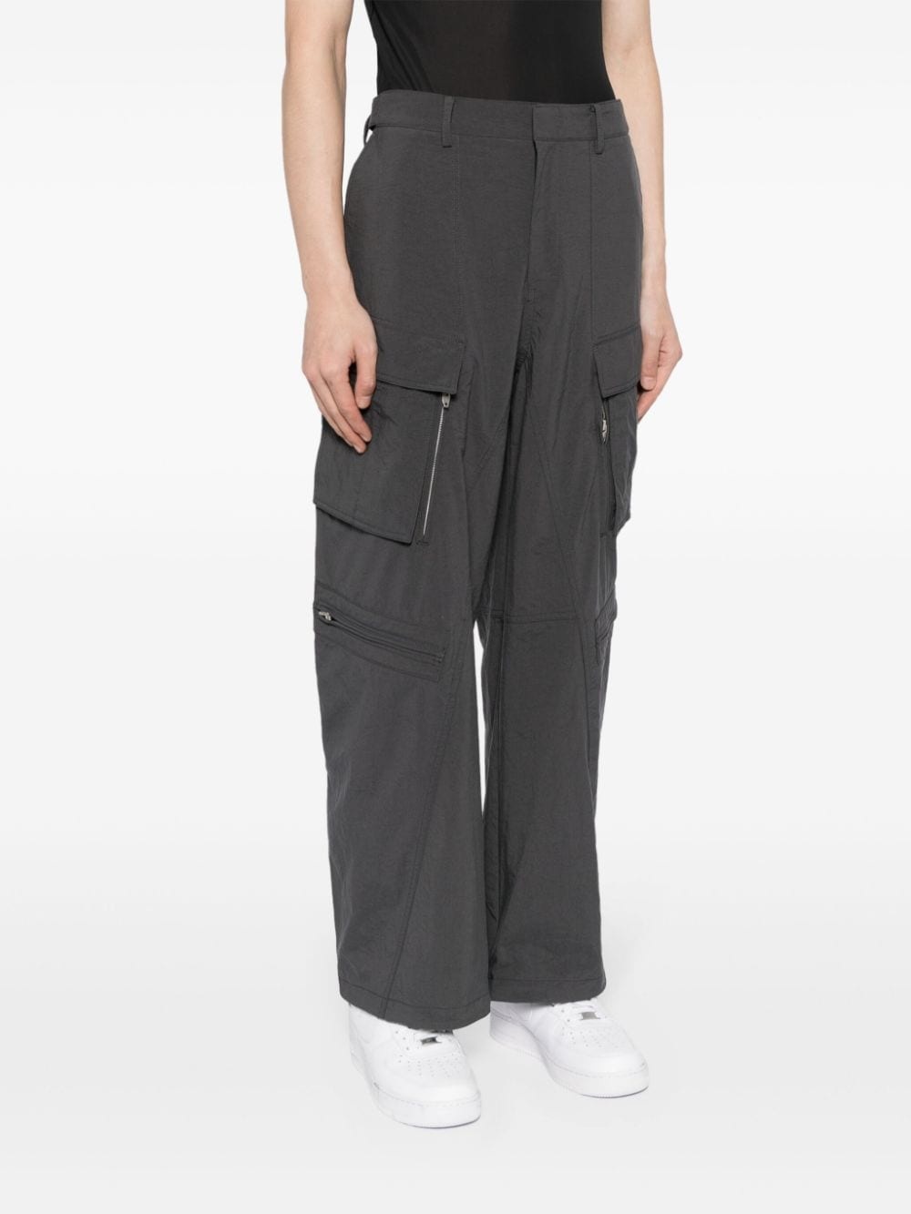 mid-rise wide-leg cargo trousers - 3