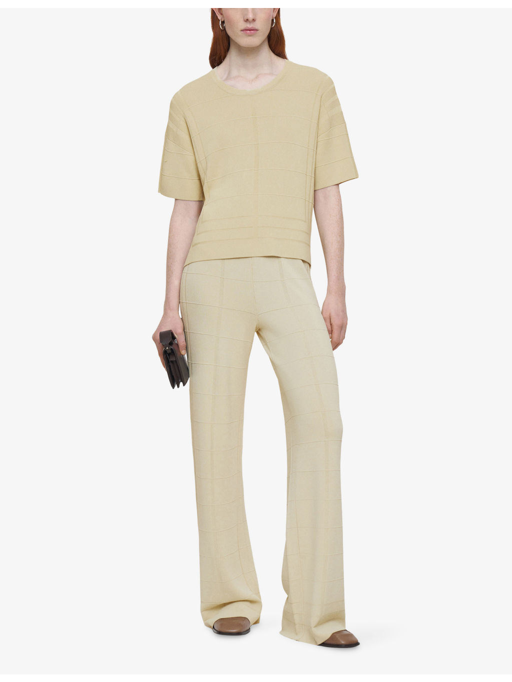 Grid-Knit Boxy-Fit Viscose-Blend T-Shirt - 2