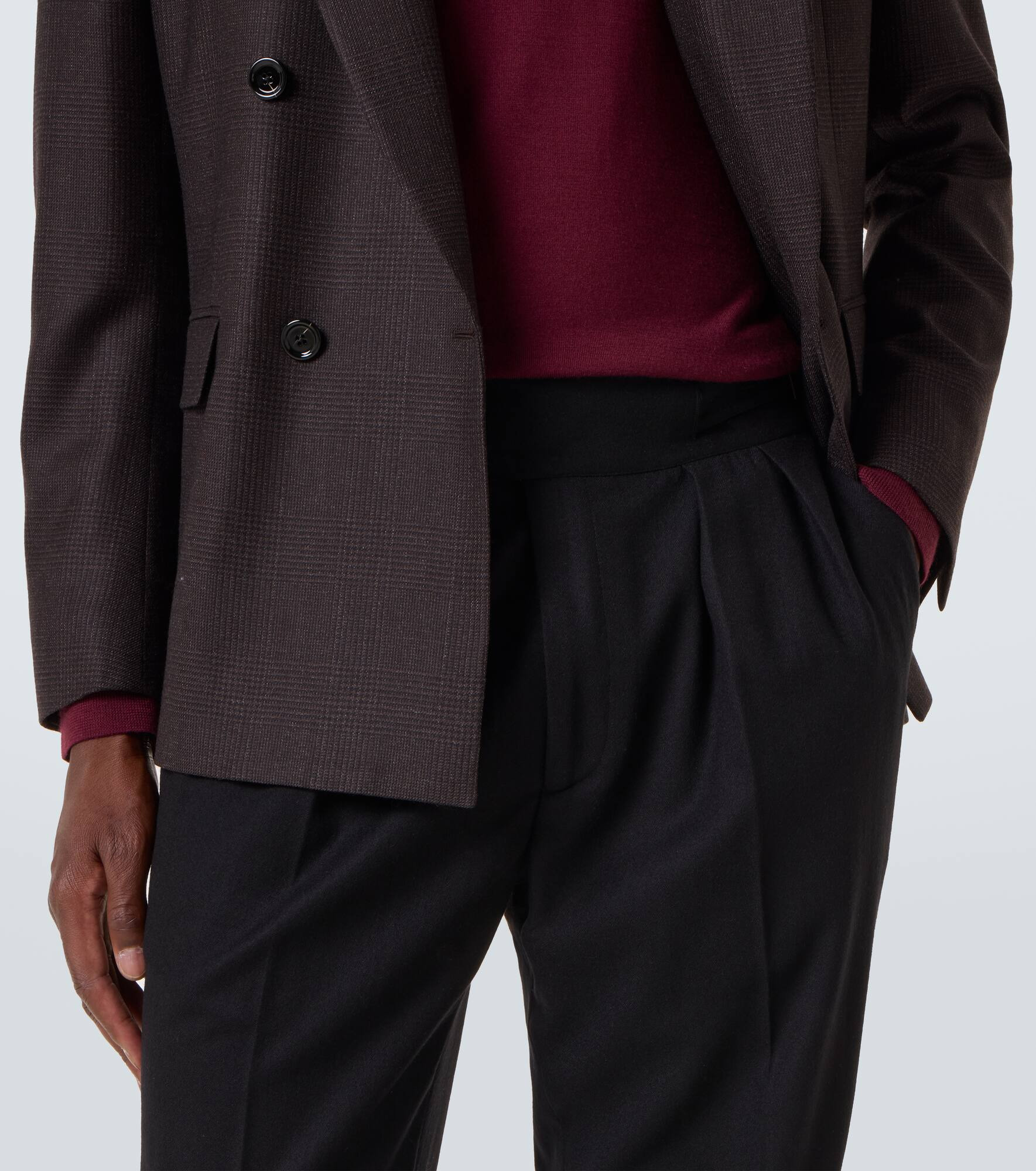 Virgin wool flannel tapered pants - 5