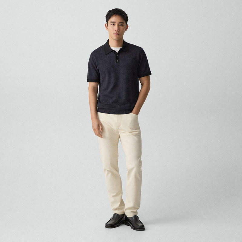 Theory Short-Sleeve Polo Shirt in Silk Linen outlook