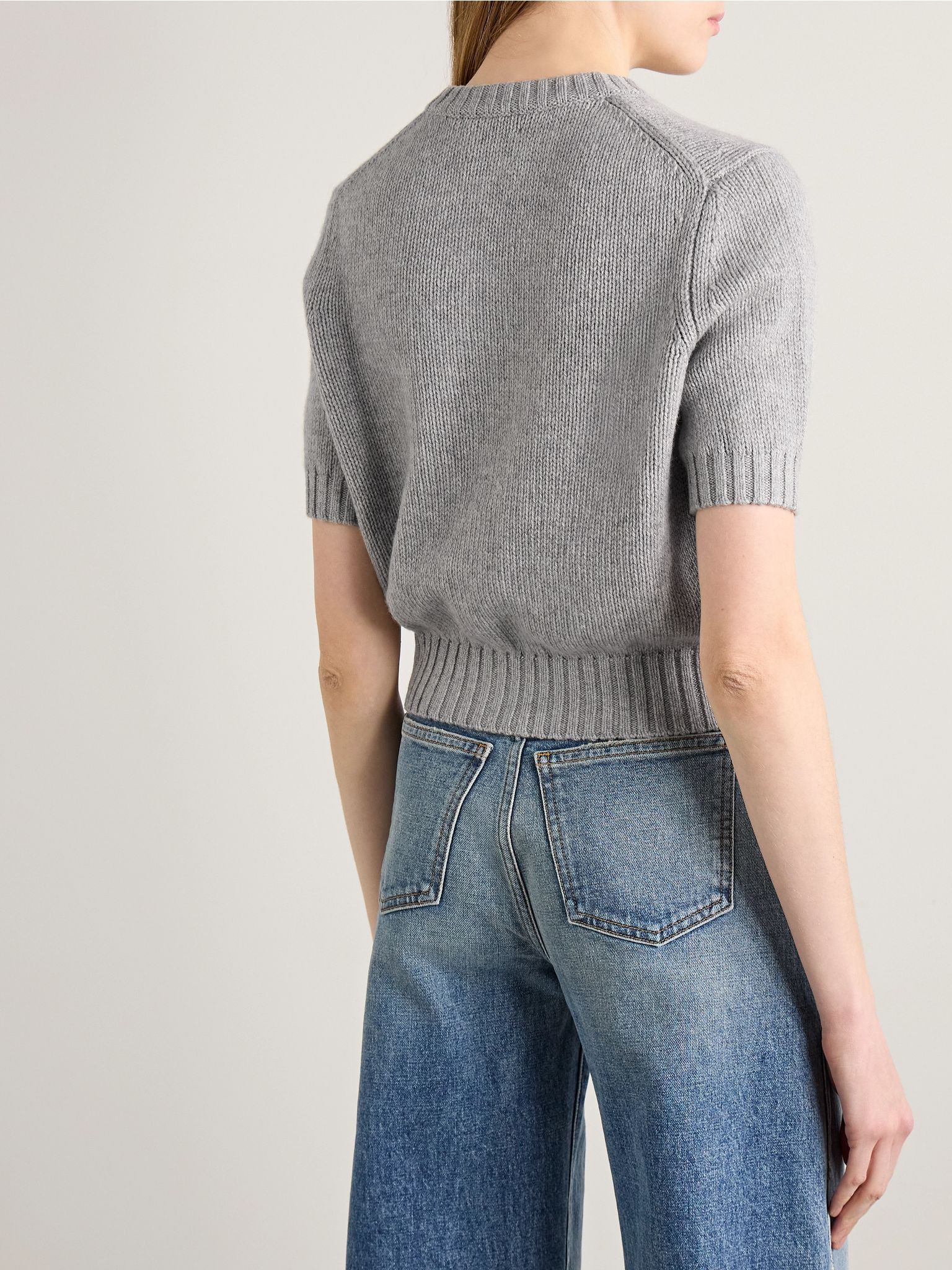 Nora cropped cashmere cardigan Gray - 3