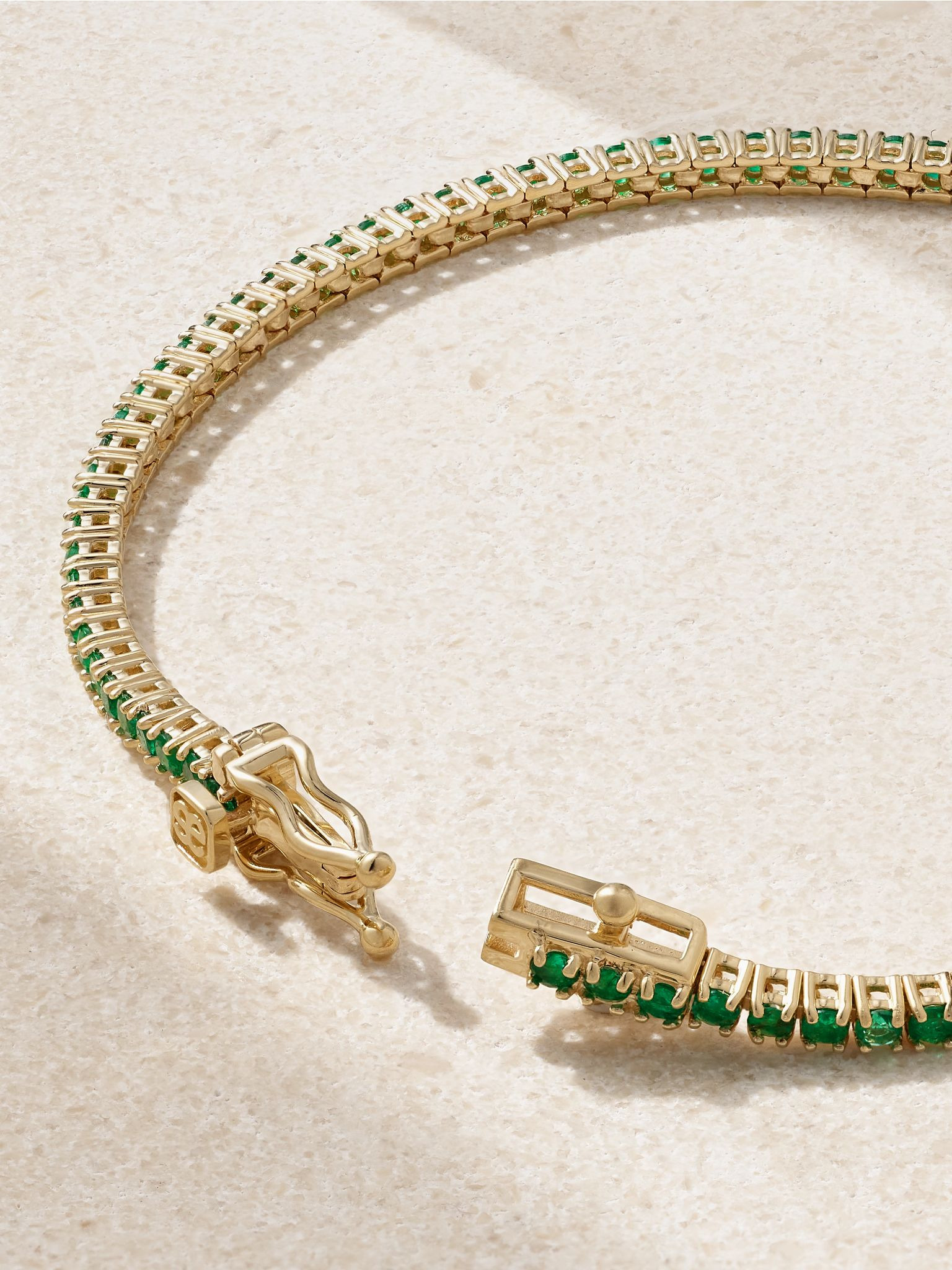 14-karat gold emerald tennis bracelet Green - 3