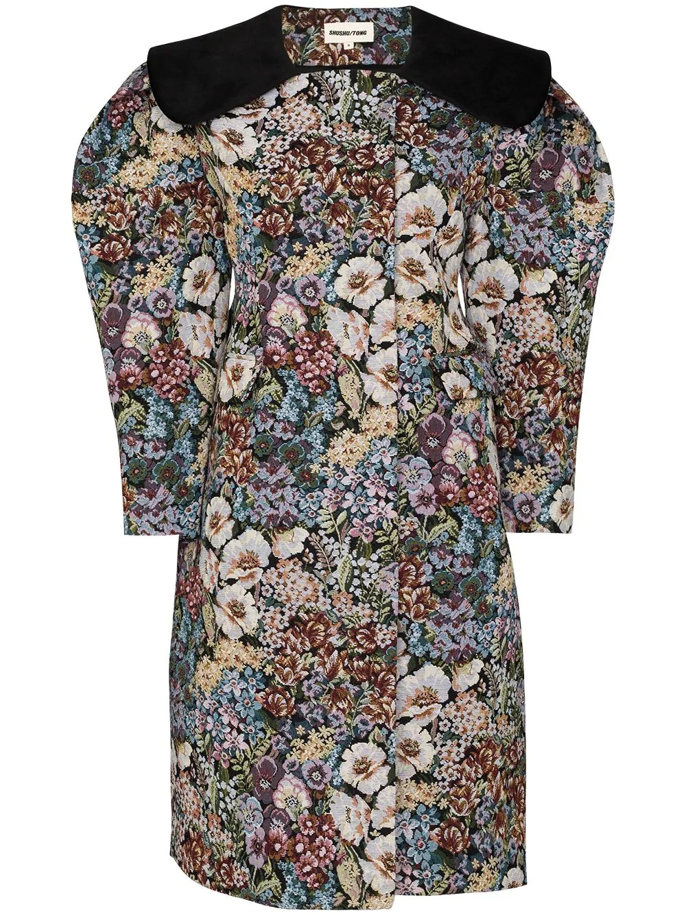 floral-jacquard coat - 1