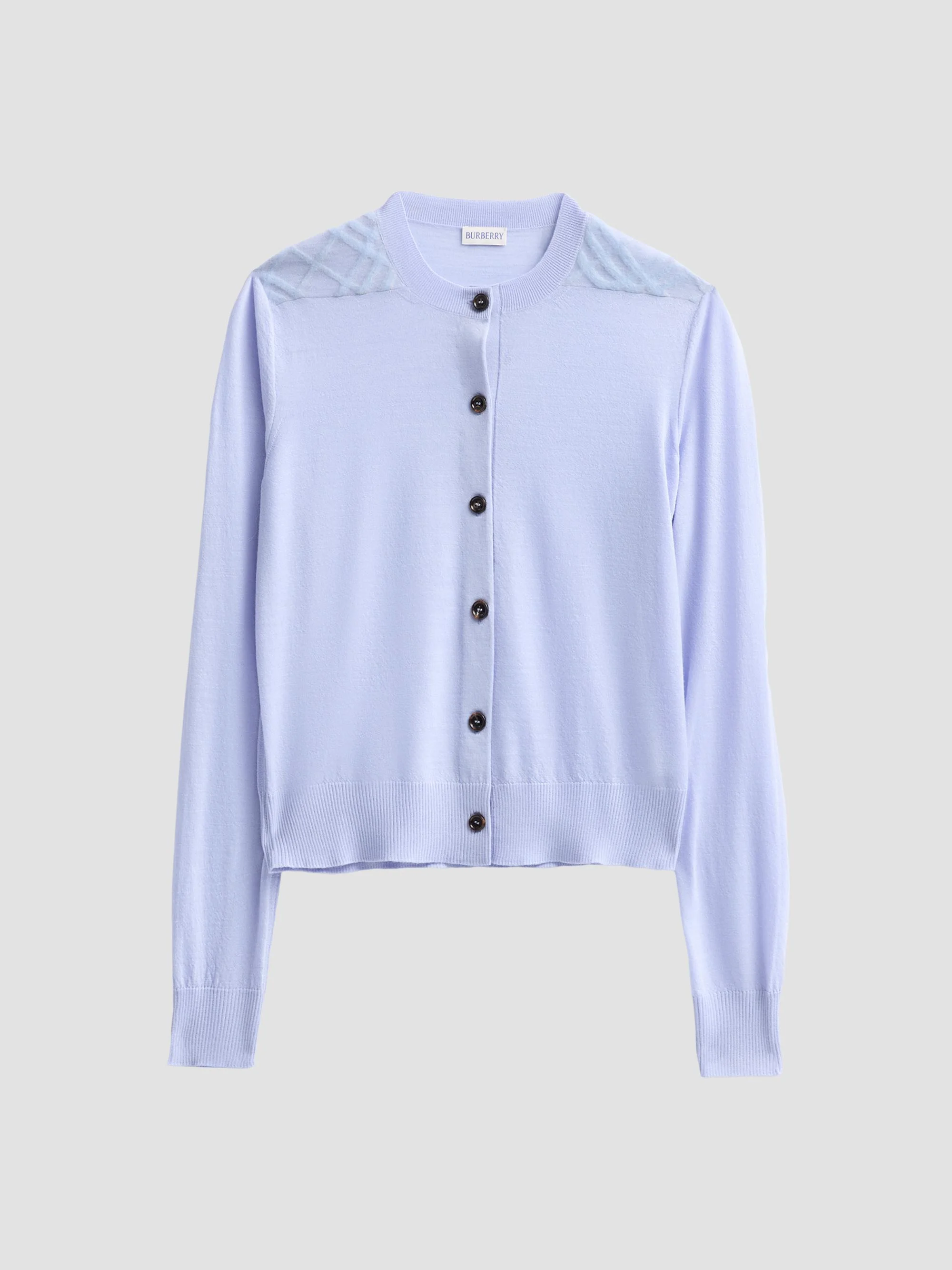 Women's Wendy Wool Check-Shoulder Cardigan - Sunbleached Blue - 1