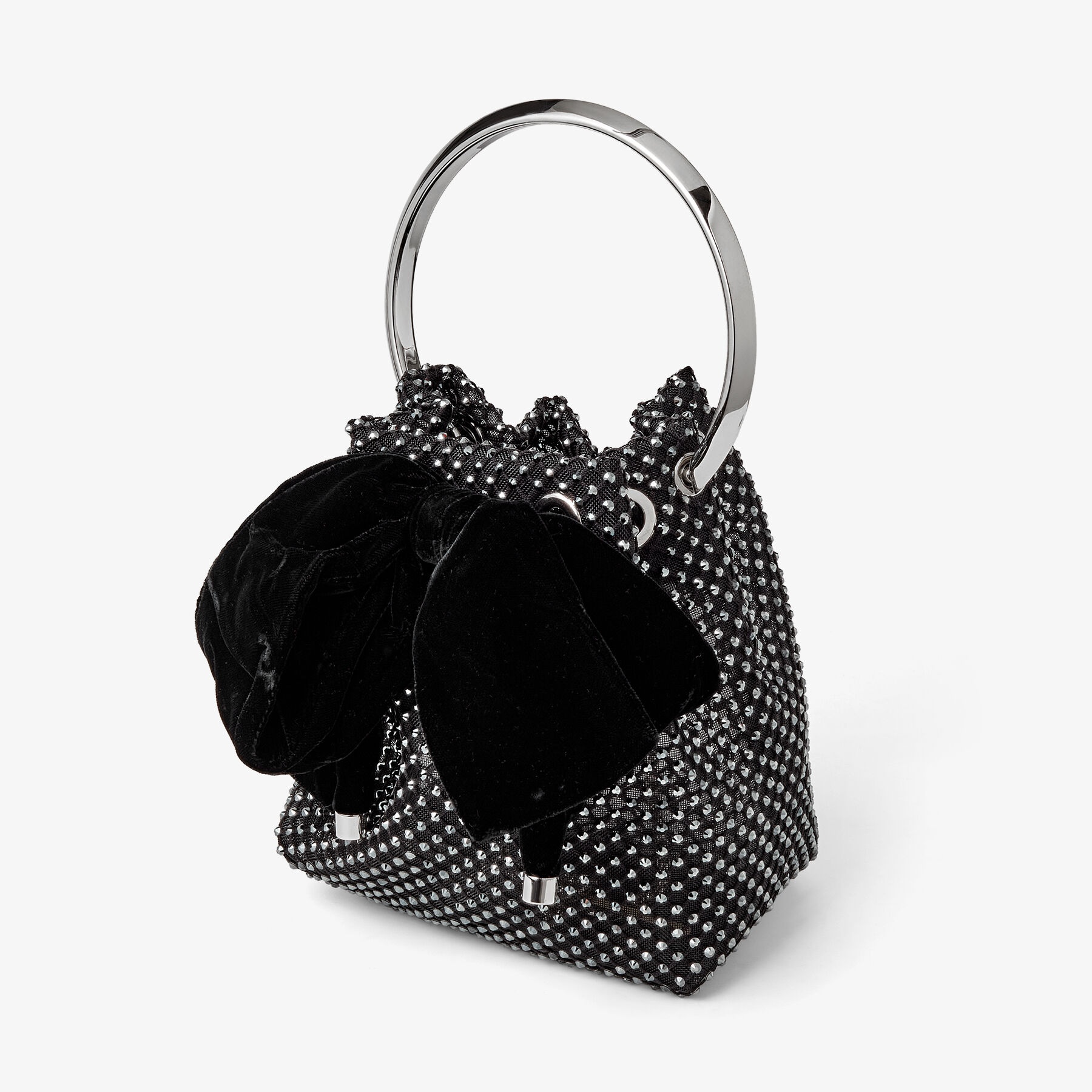 Bon Bon
Black Crystal Mesh Bag With Velvet Bow - 6