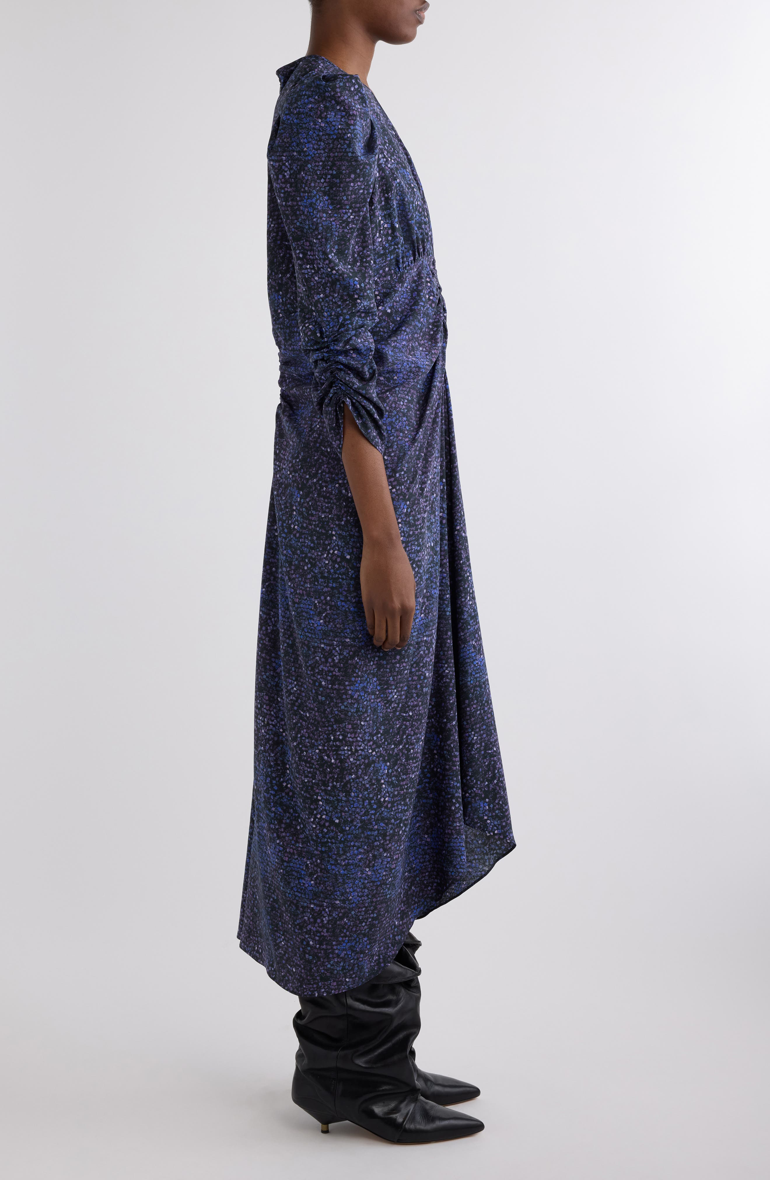 Isabel Marant Albini Stretch Silk Midi Dress in Midnight at Nordstrom - 3