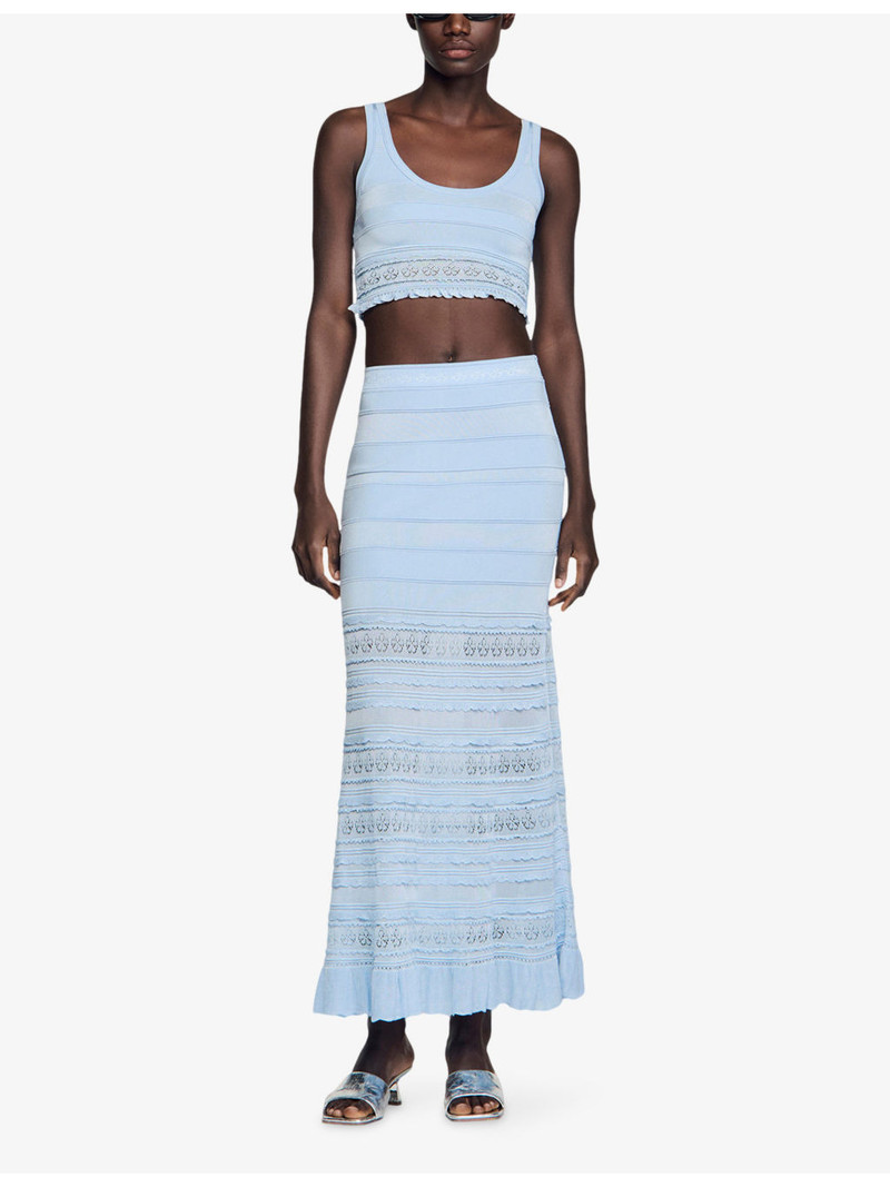Sandro Scoop-Neck Cropped Knitted Top outlook