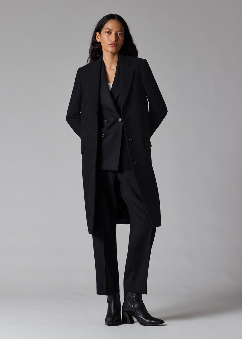 Women's Dark Navy 'Shadow Stripe' Cashmere-Blend Epsom Coat 5