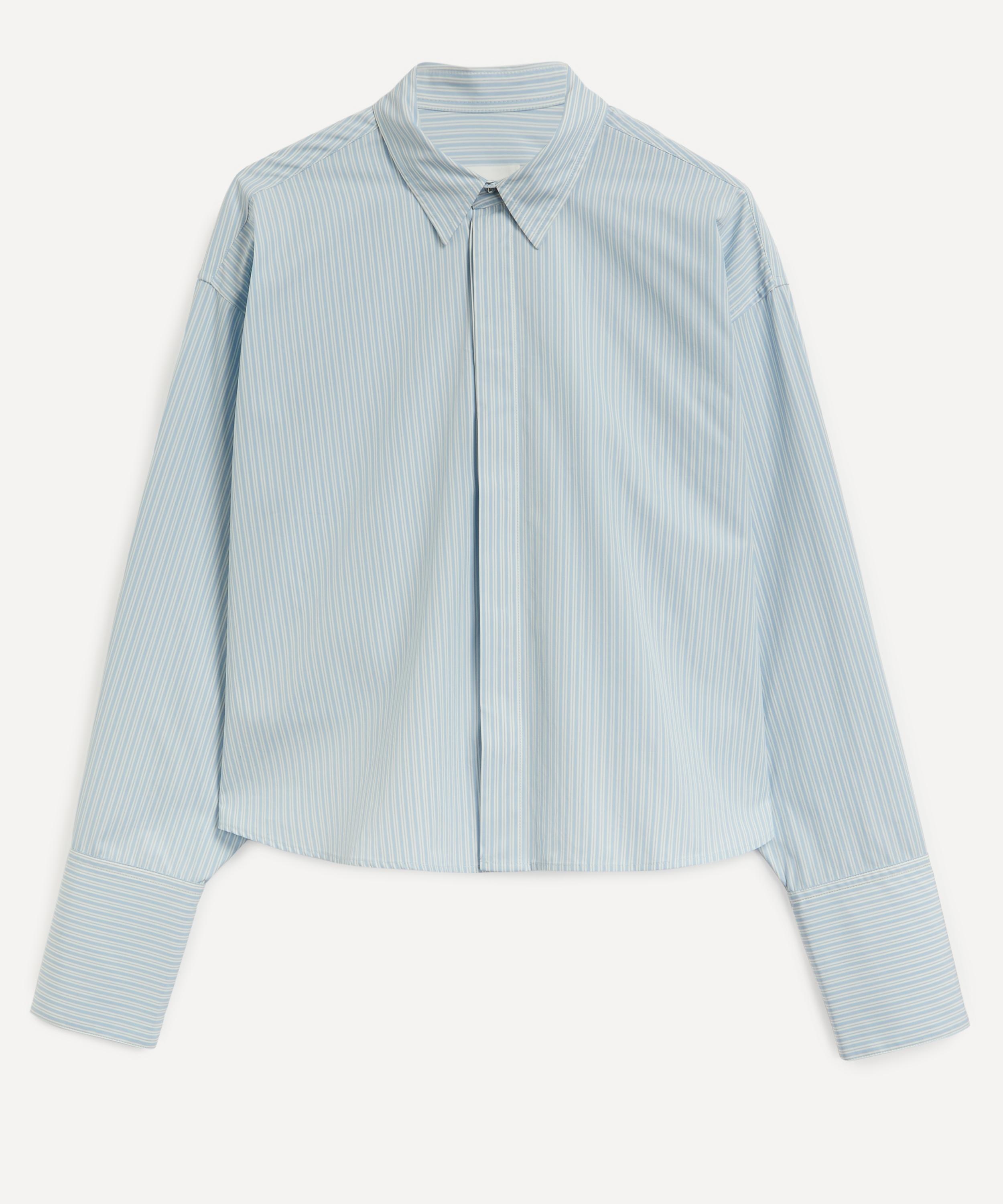 Cropped Cotton Poplin Striped Shirt - 1