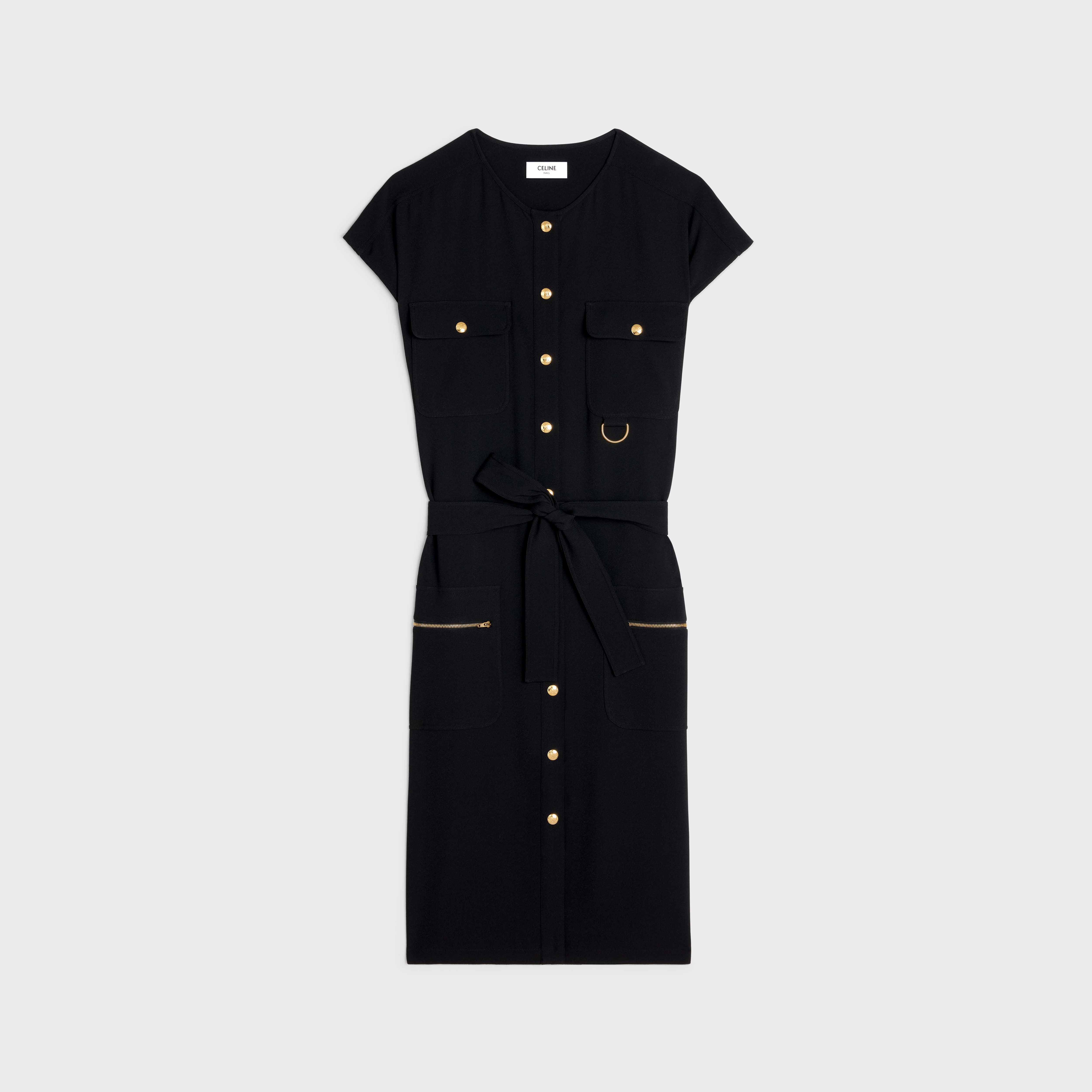 army dress with pockets in viscose sablé - 1