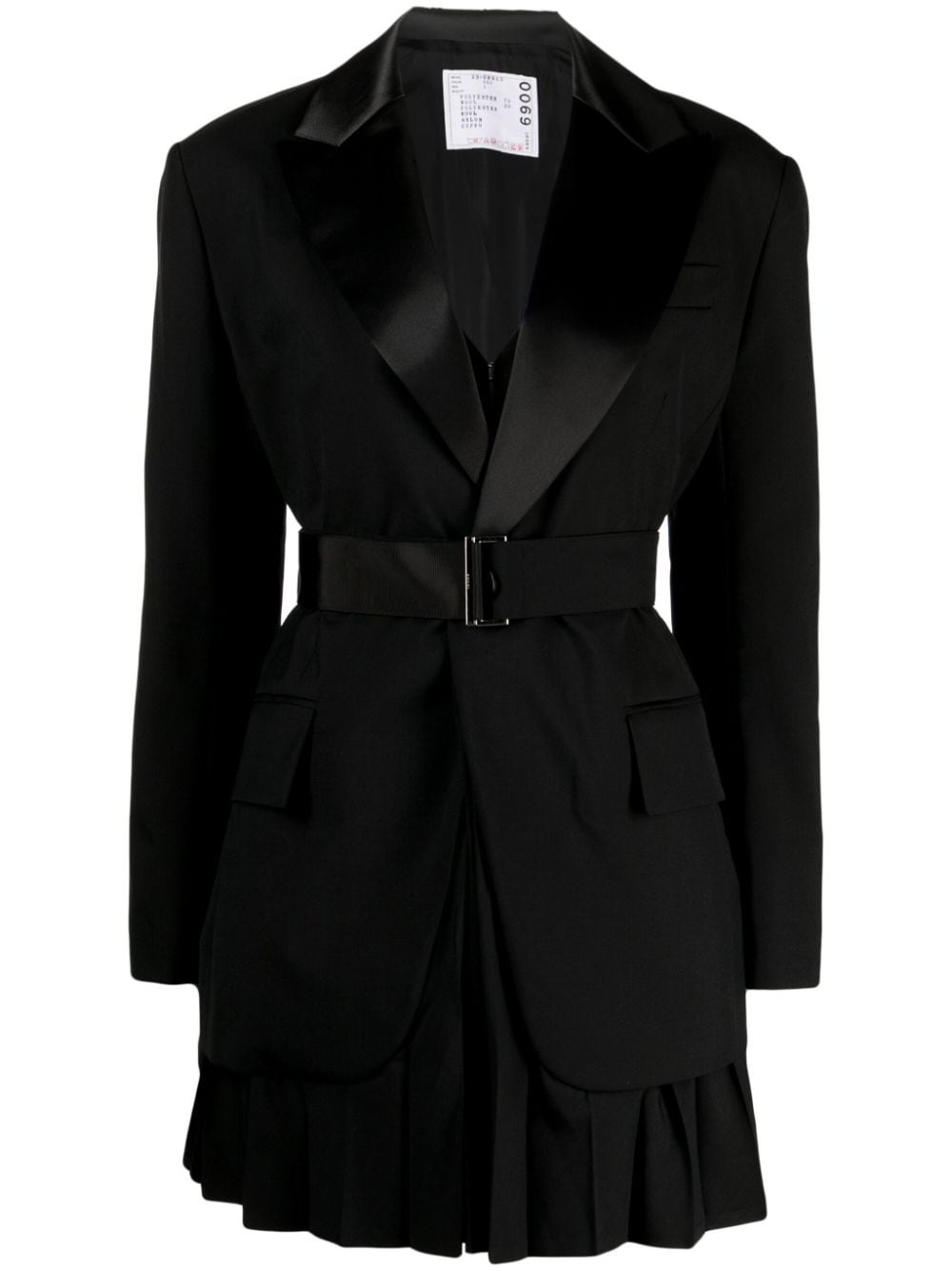 layered belted single-breasted blazer - 1