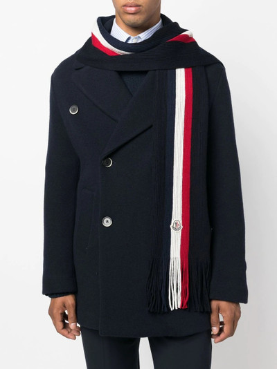 Moncler stripe-detail logo-patch scarf outlook