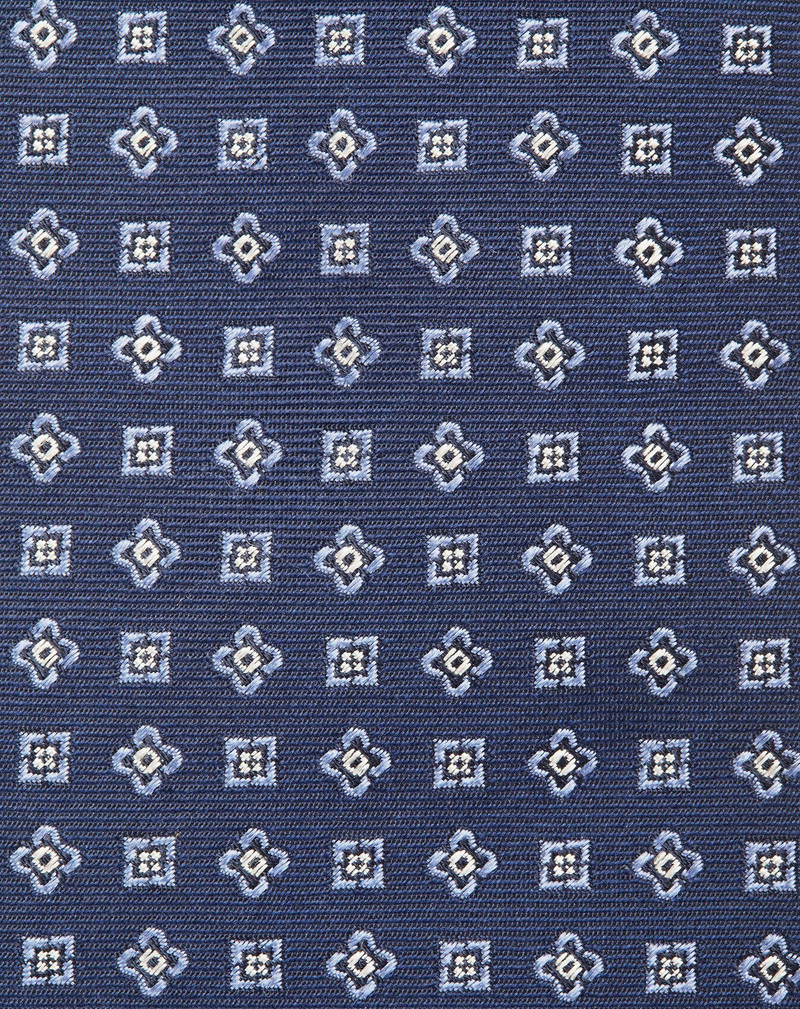 Blue pure silk tie with micro madras pattern 4