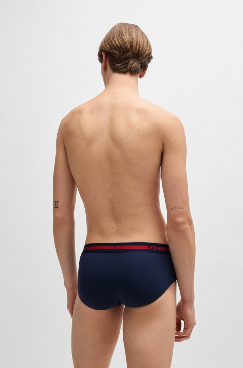 HUGO THREE-PACK OF STRETCH-COTTON BRIEFS WITH LOGO WAISTBANDS outlook