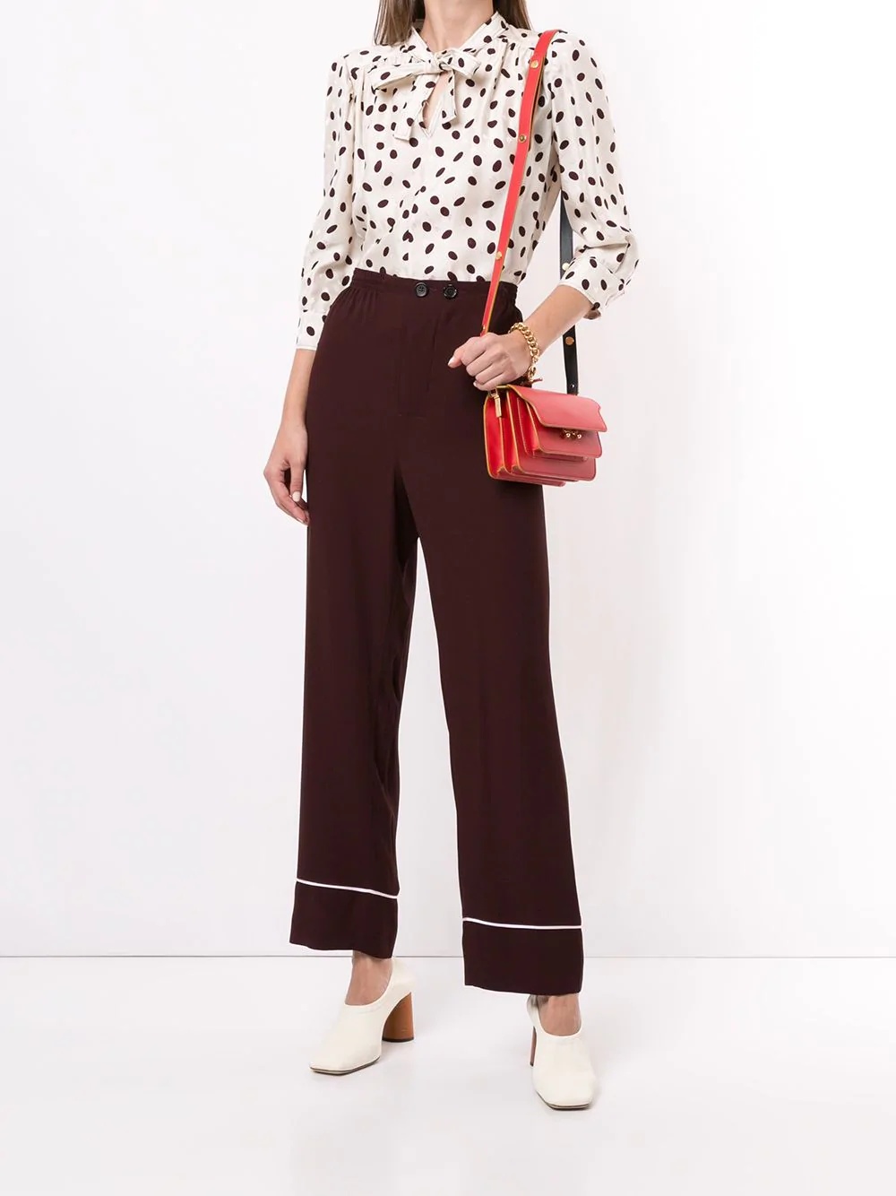 polka dot logo print blouse - 2