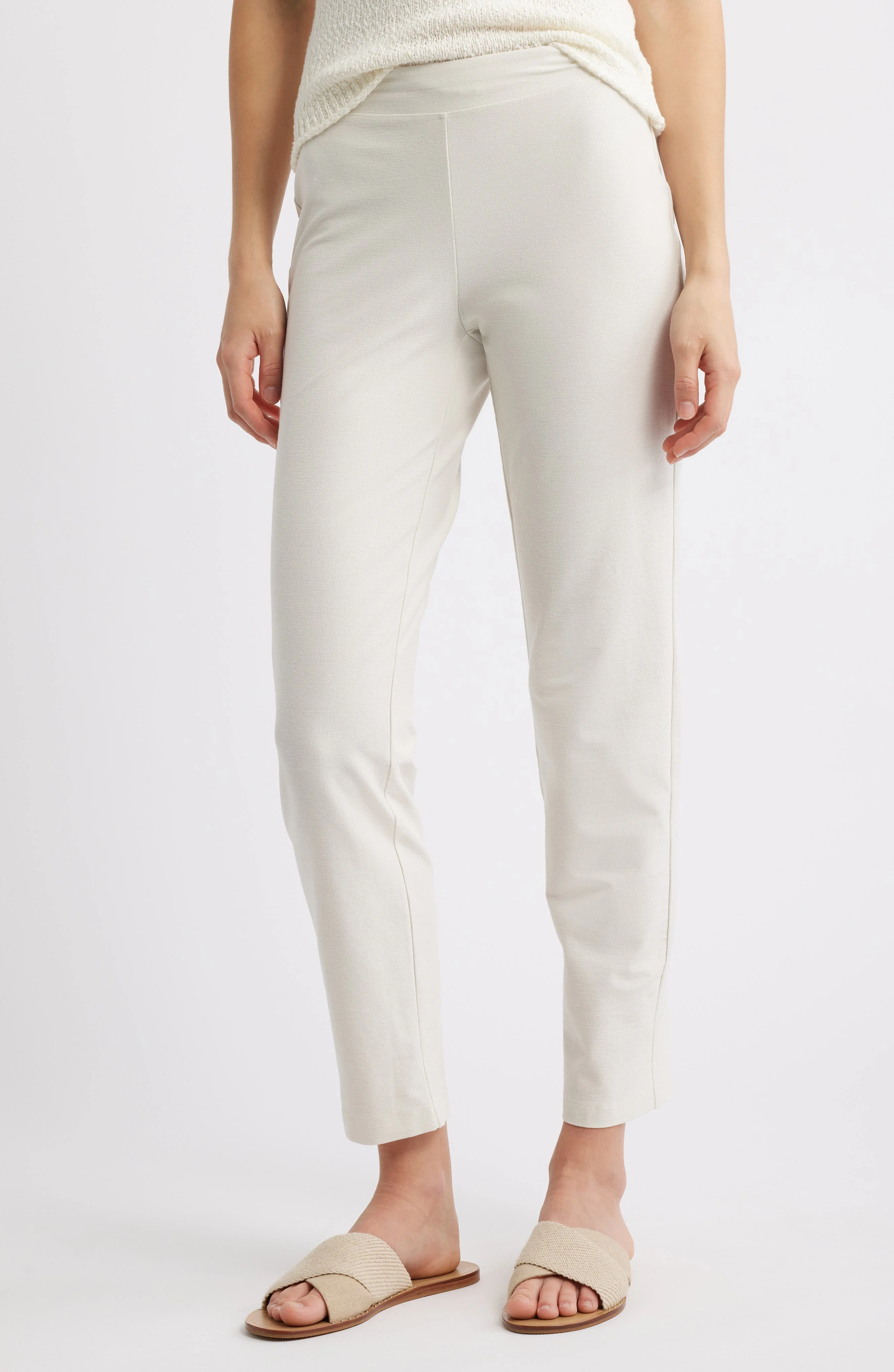 Eileen Fisher High Waist Slim Ankle Pants in Bone at Nordstrom - 1