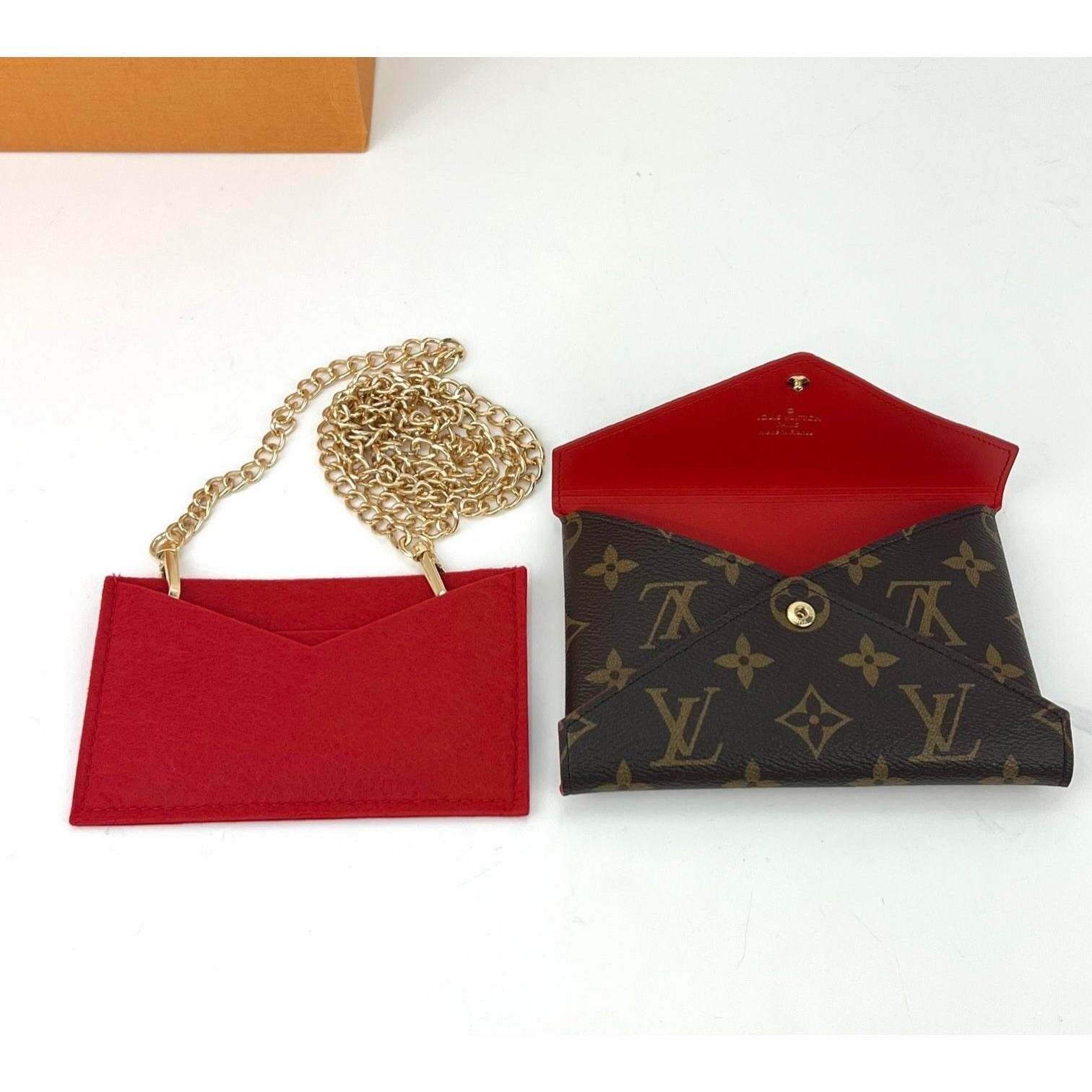 New Louis Vuitton Monogram Kirigami Medium Pochette Red Interior W/ Insert  Chain