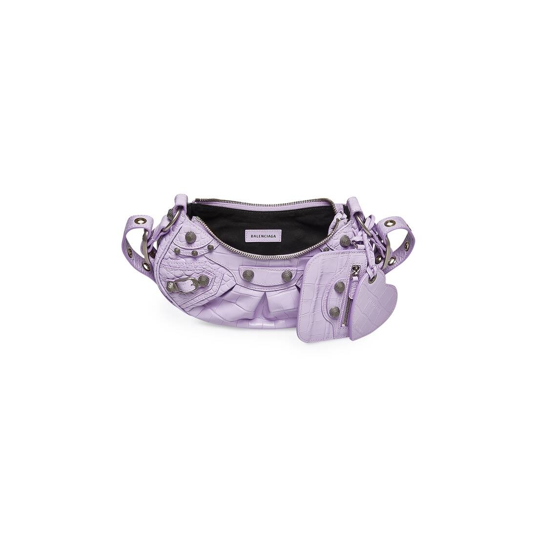 Women's Le Cagole Xs Shoulder Bag Crocodile Embossed in Purple - 5