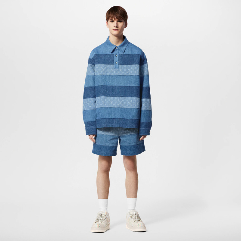 Louis Vuitton Striped Patchwork Denim Shorts outlook