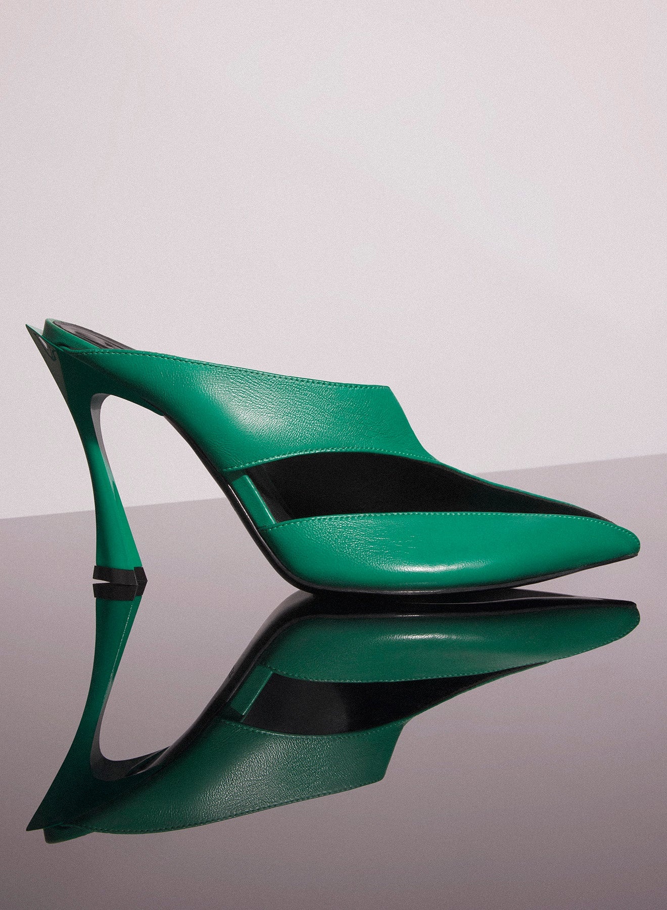 jade green leather fang 95 cut-out mule - 1