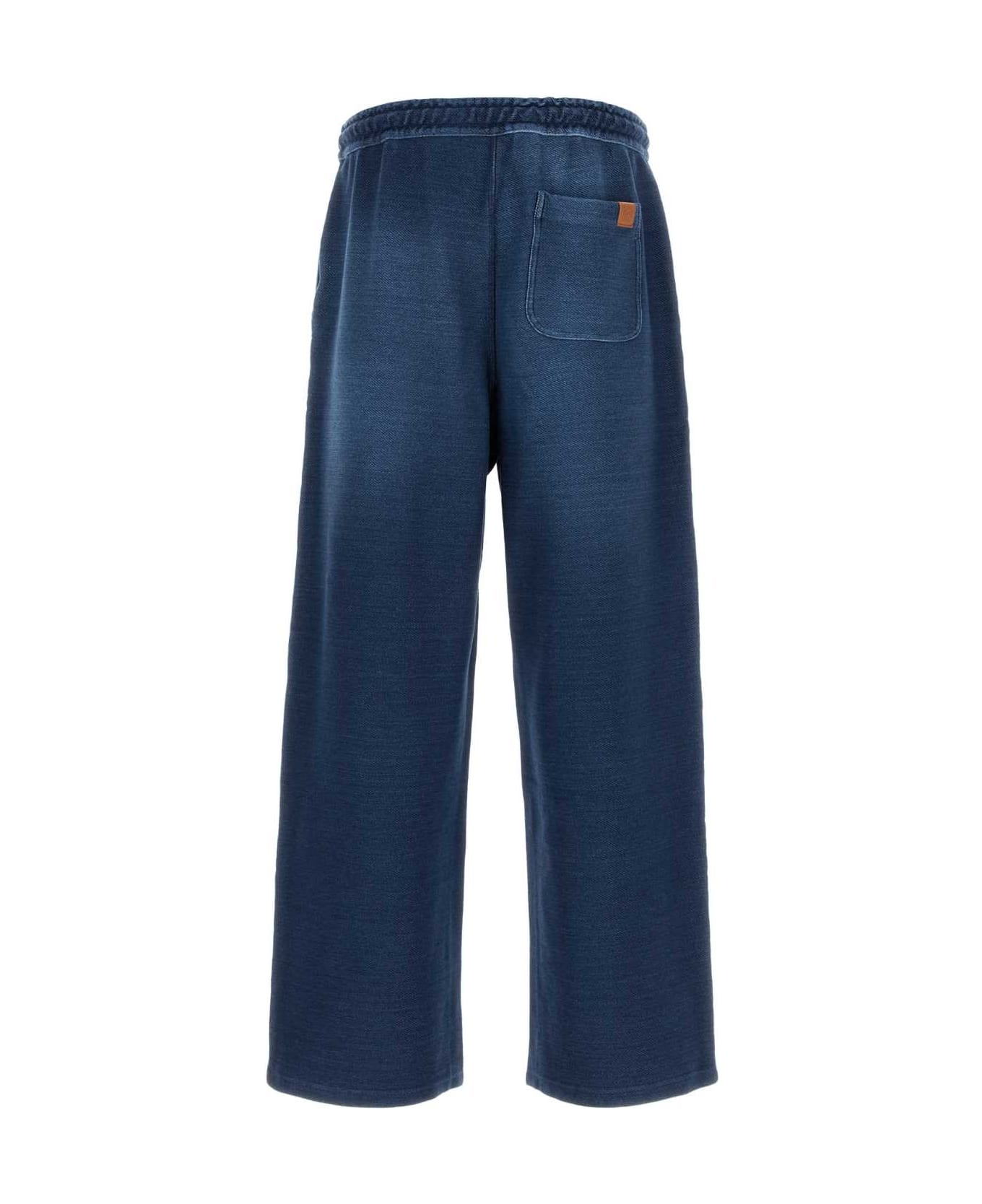 Denim Blue Stretch Cotton Joggers - 2