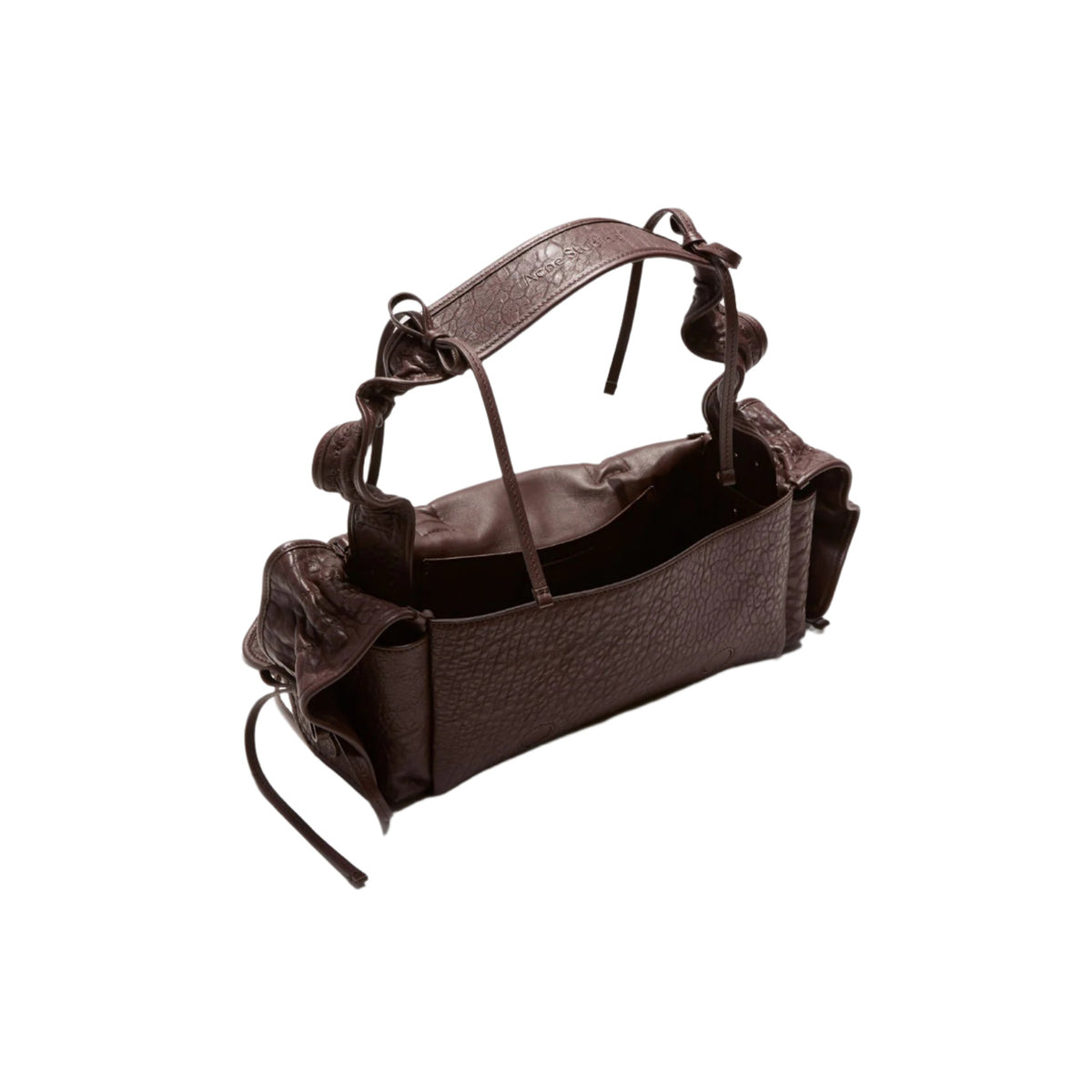 MULTIPOCKET GRAINED LEATHER BAG (CHOCOLATE BROWN) - 2