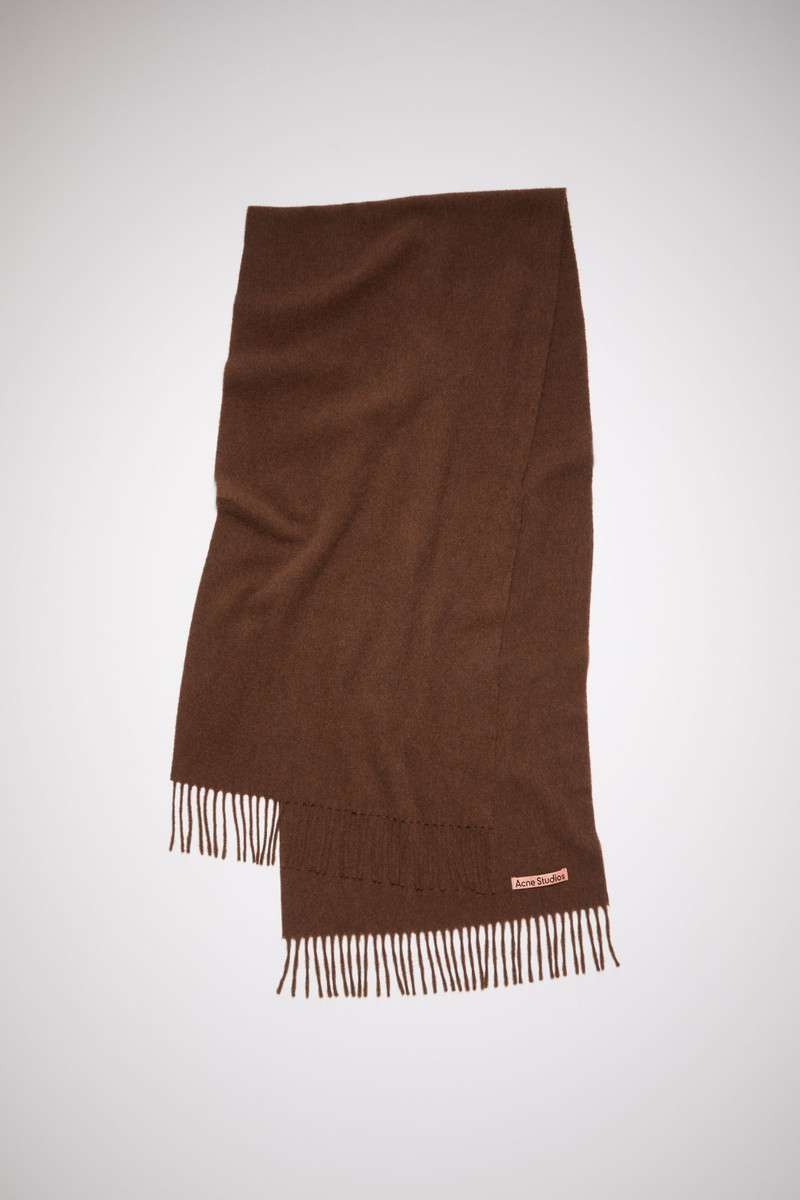Wool fringe scarf – Narrow - Dark rust melange 1