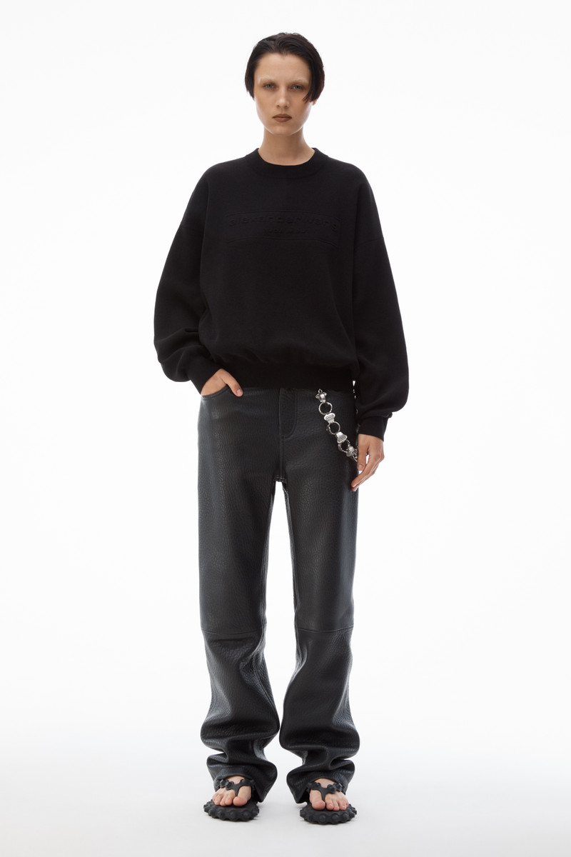 Alexander Wang Logo Embossed Ribbed Pullover in Soft Chenille outlook