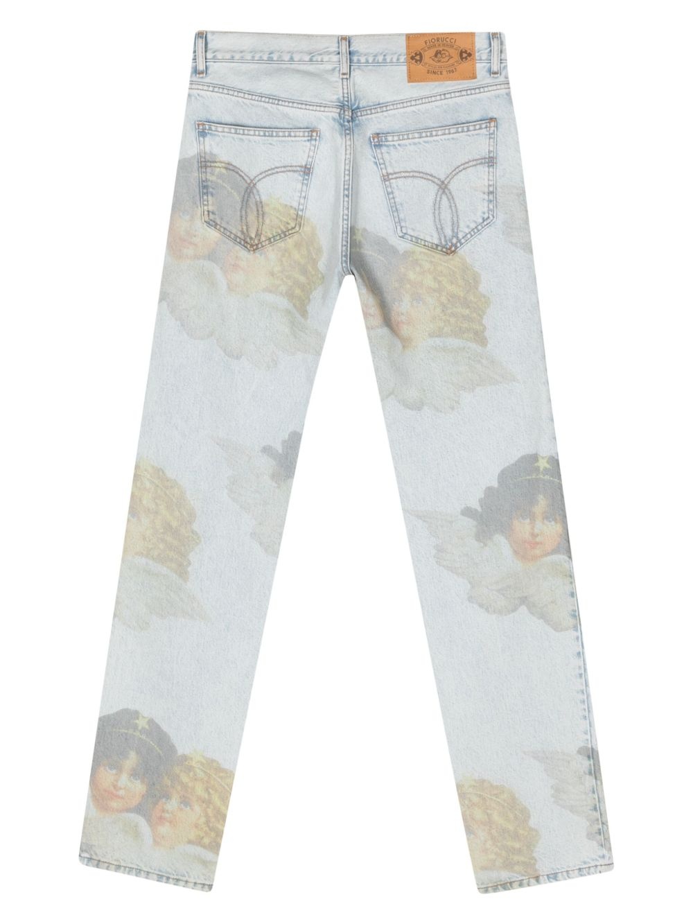 Angel-print mid-rise straight jeans - 2