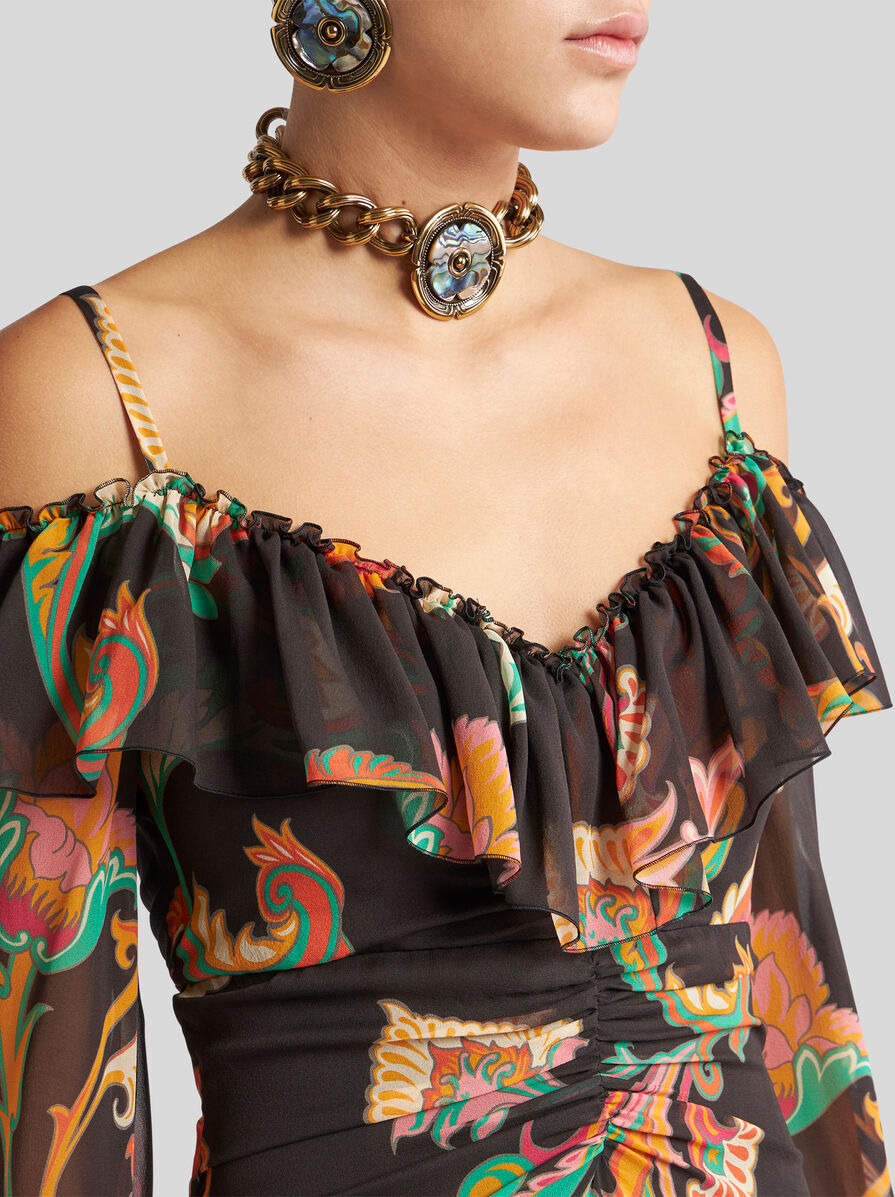 LONG BOHO DRESS WITH FLORAL PRINT ALL OVER - 2