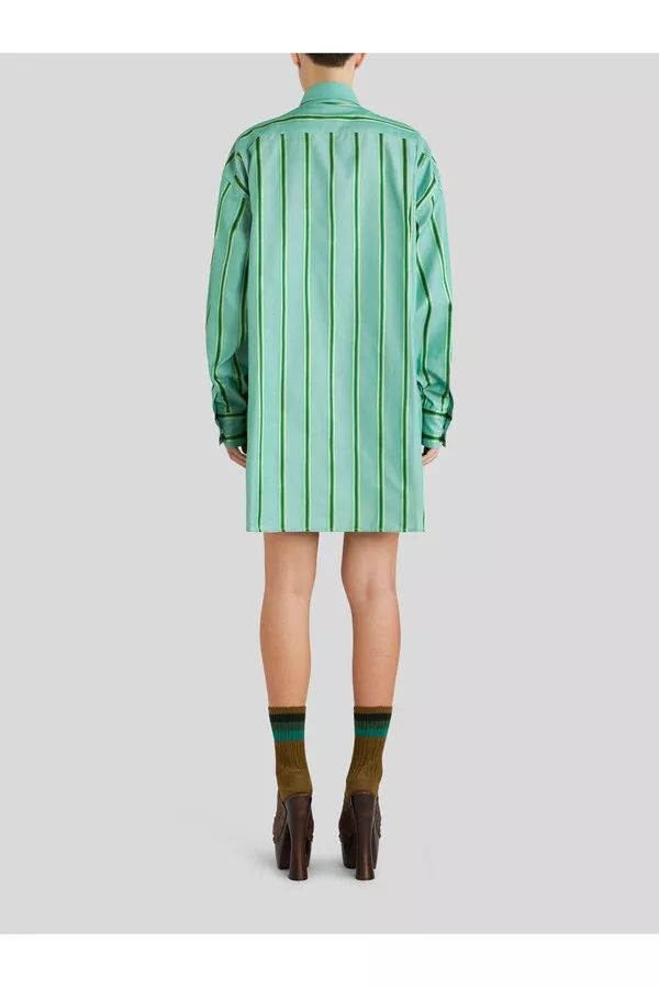 Striped Shirt Dress with Pegasus Logo - 2