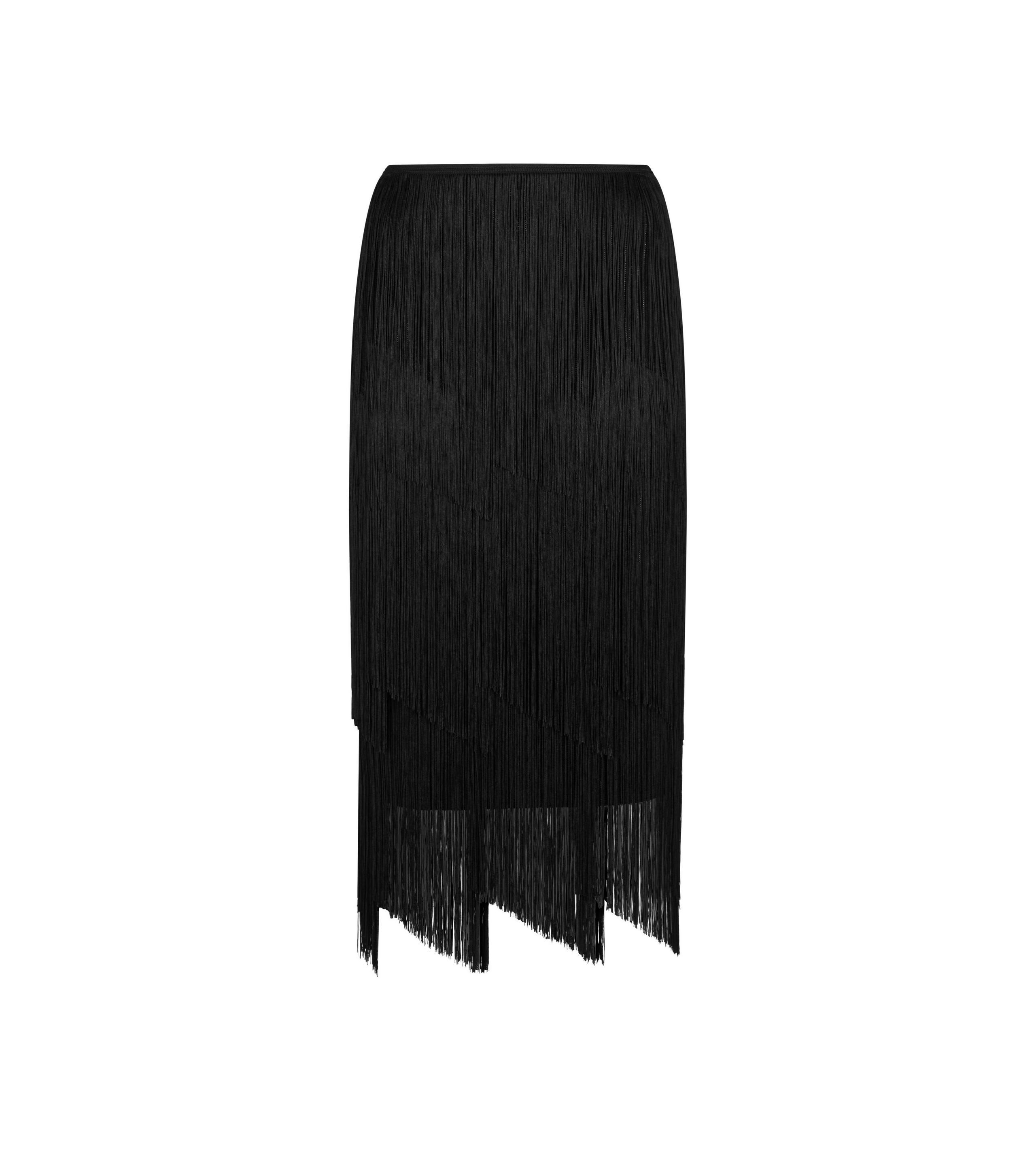 KNEE LENGTH FRINGE PENCIL SKIRT - 1