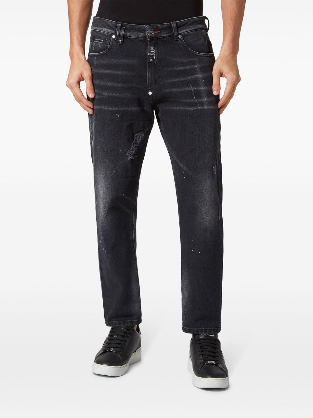 paint-splatter skinny-cut jeans - 5