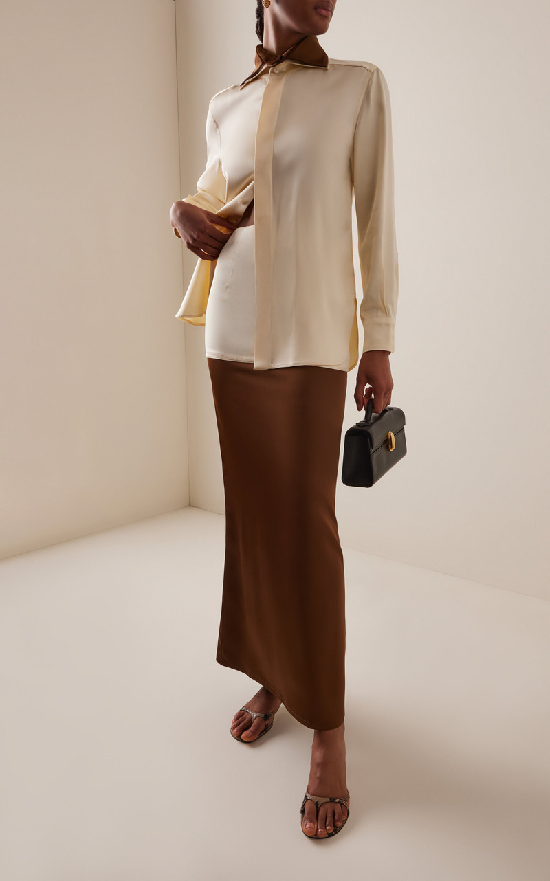BEVZA Exclusive Double-Layer Satin Maxi Skirt multi outlook