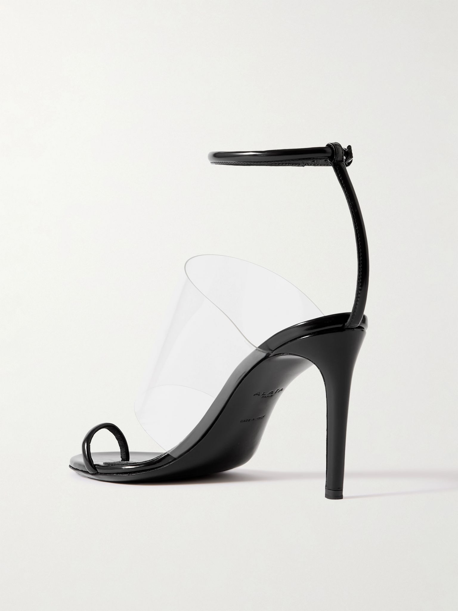Asymmetric patent-leather and PVC sandals Black - 3