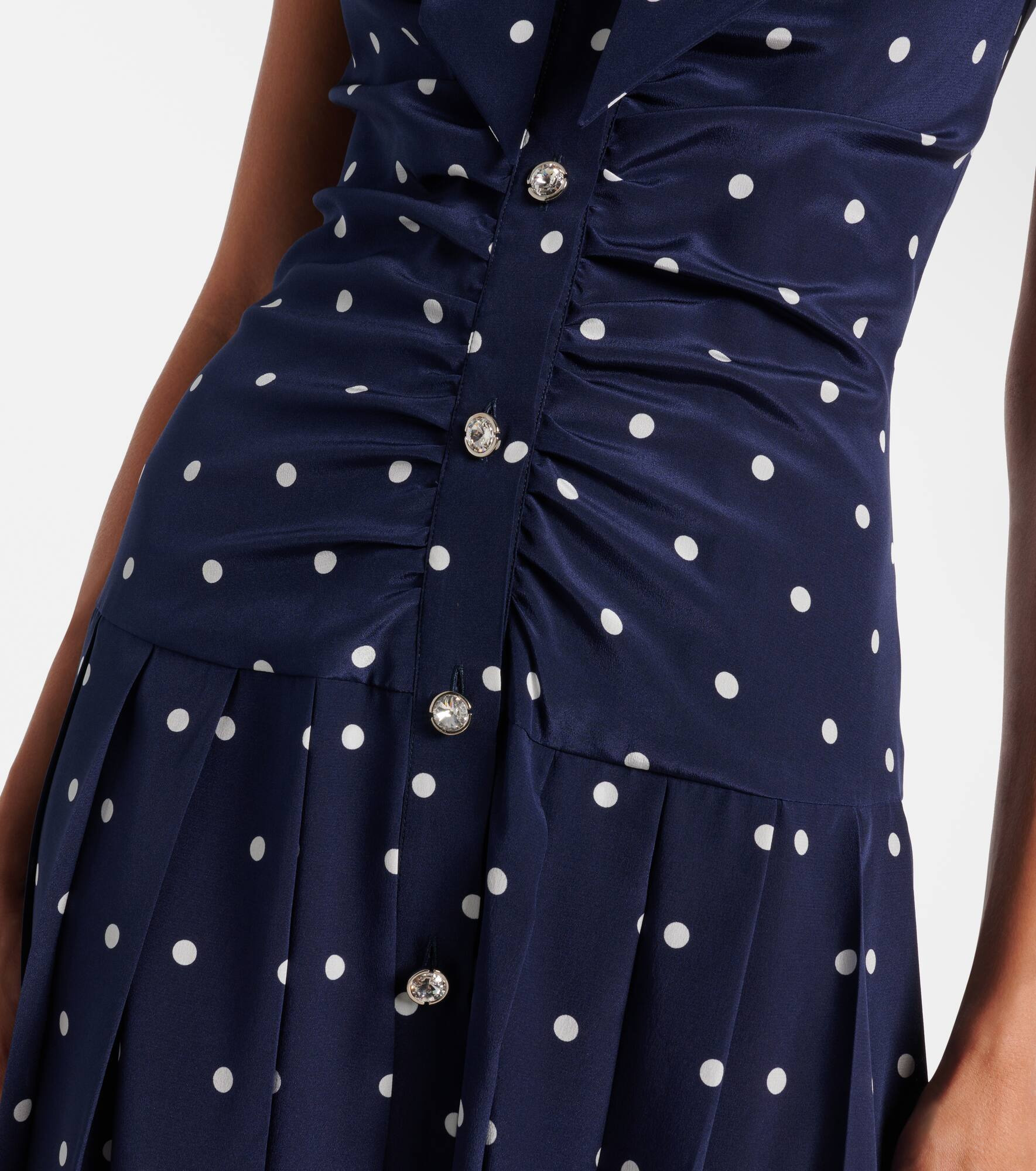 Polka-dot ruffled silk midi dress - 5