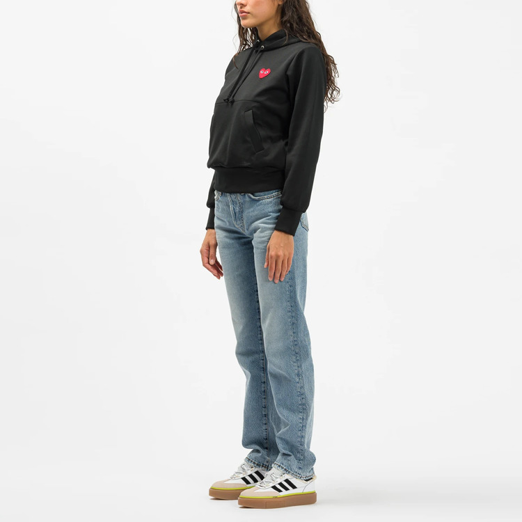 (WMNS) COMME des GARCONS PLAY No Zip Hoodie Red Heart Emblem 'Black' AZ-T173-051-1 - 5