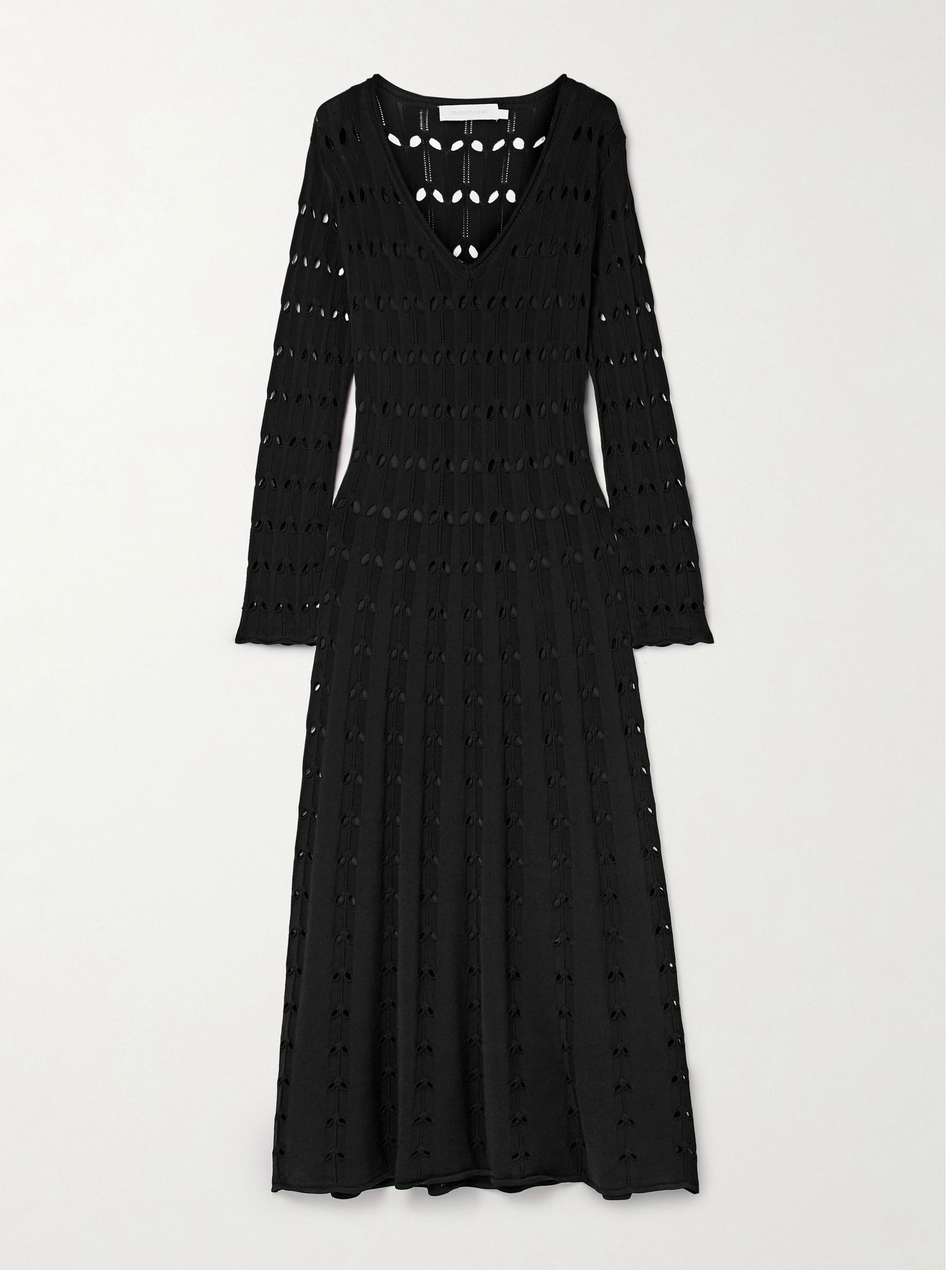 Rhiannon pointelle-knit maxi dress Black - 1