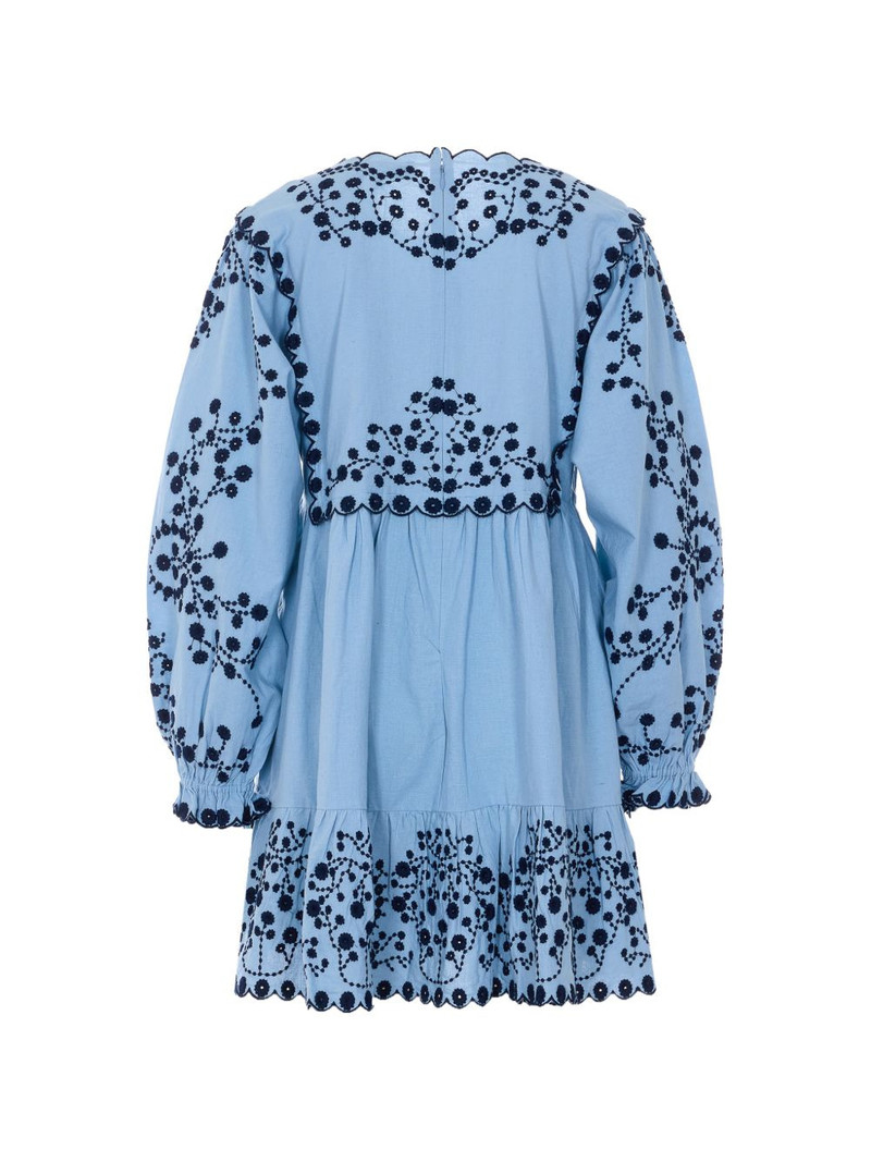 Sea embroidered long-sleeve mini dress outlook