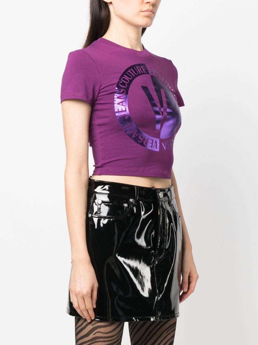 logo-print cropped T-shirt - 3