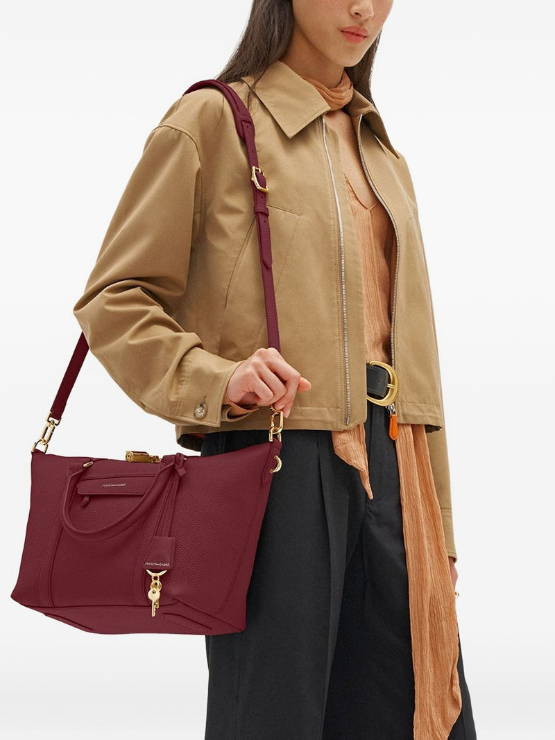 MAISON de SABRÉ trapezoid signature-lock leather tote bag outlook