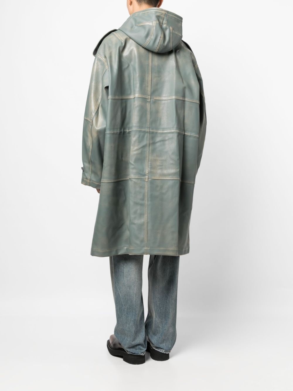 faux-leather hooded coat - 4