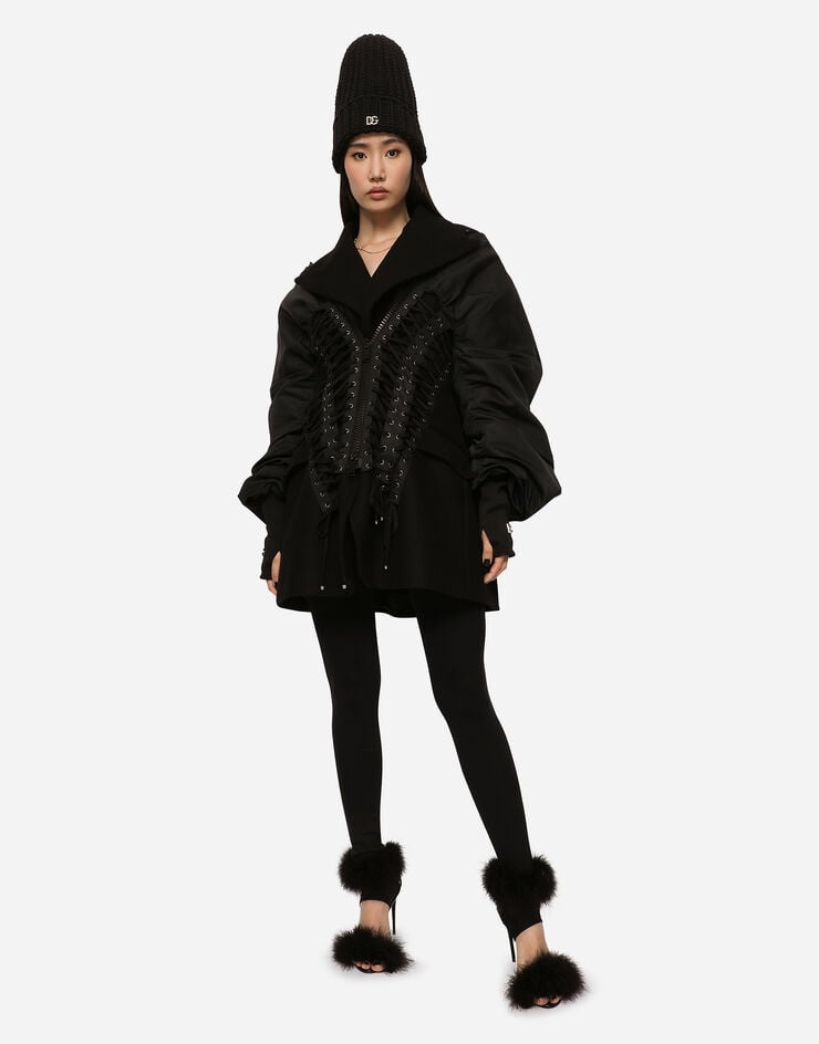 Duchesse and wool jacket with laces and eyelets - 5
