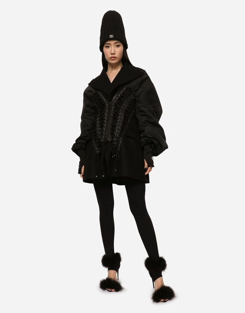 Duchesse and wool jacket with laces and eyelets 5