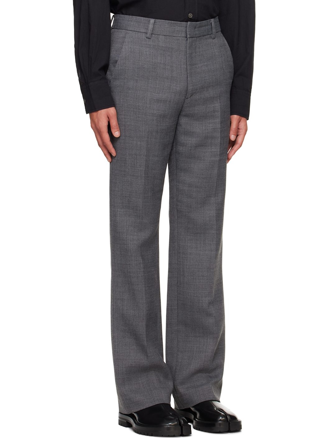 Gray Bootcut Trousers - 2
