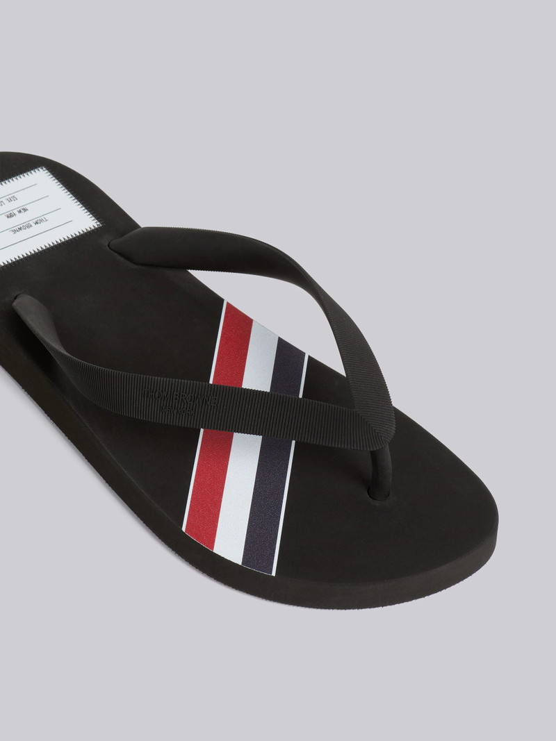 Thom Browne Black Molded Rubber Stripe Flip Flop outlook