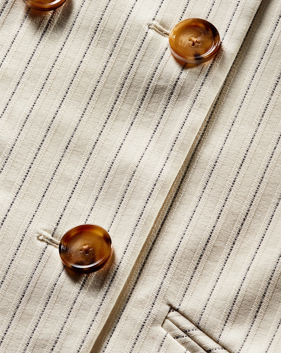 WINSLOW PINSTRIPED COLLARLESS JACKET - 10