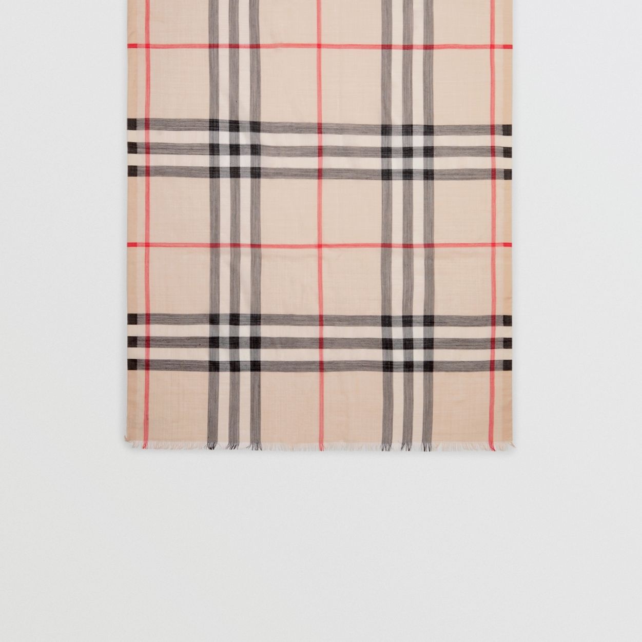 Lightweight Check Wool and Silk Scarf - 5